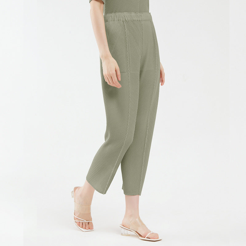 Plissé Pleated Casual Hip Hop Fish Scale Trousers