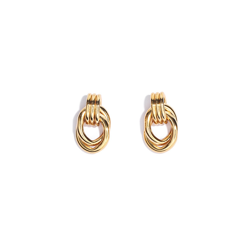 Gold Plated Multilayer Ring Minimalist Earring Stud