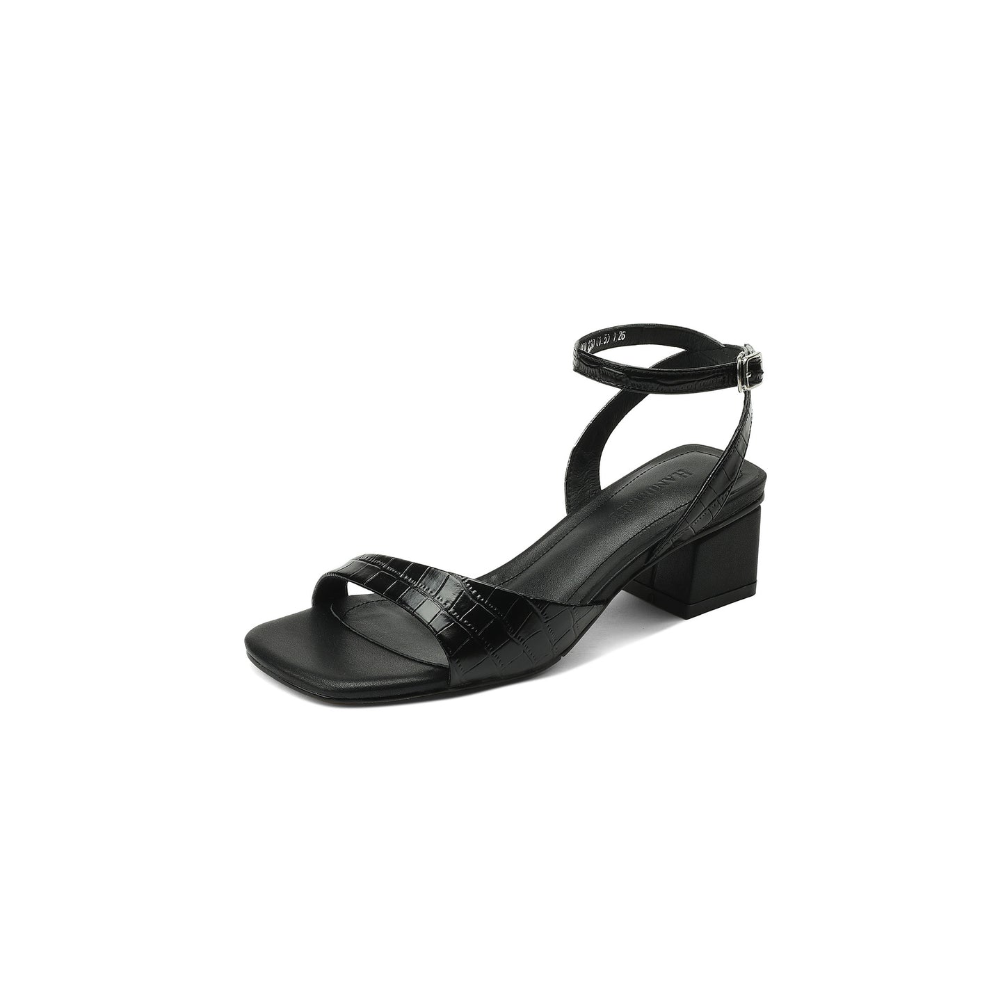 Square Head Heel Leather Sandals