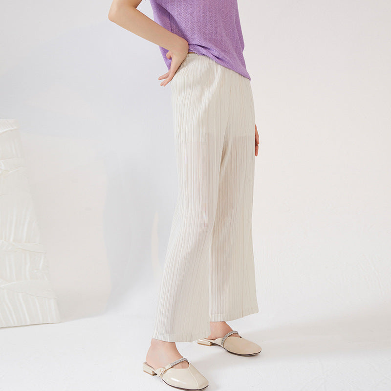 Plissé Pleated Casual Loose High Waist Trousers