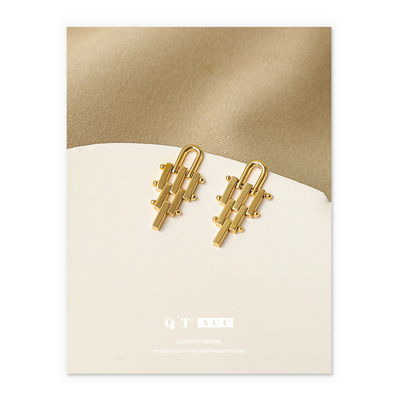 Gold Plated Geometry Minimalist Earring Stud