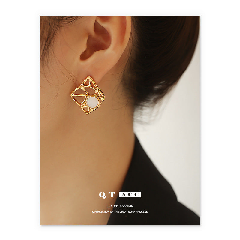 Gold Plated Geometry Minimalist Earring Stud