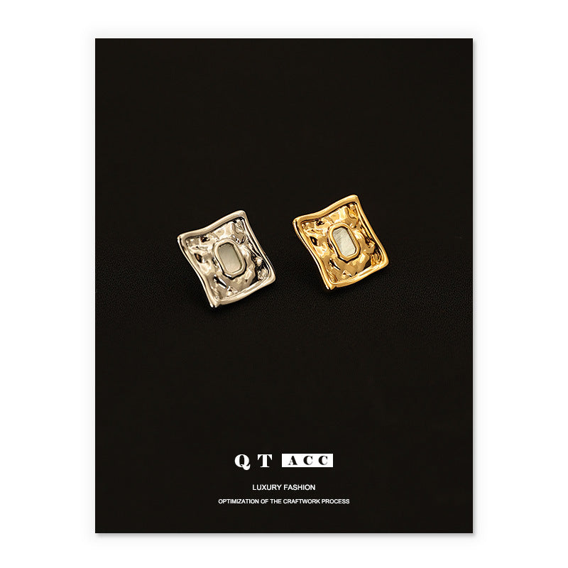 Gold Plated Square Minimalist Earring Stud