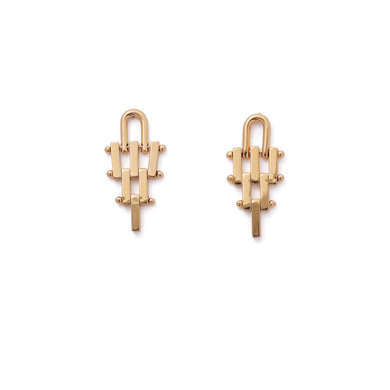 Gold Plated Geometry Minimalist Earring Stud