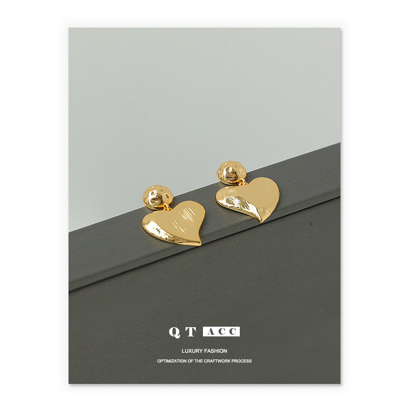 Gold Plated Heart Minimalist Earring Dangle