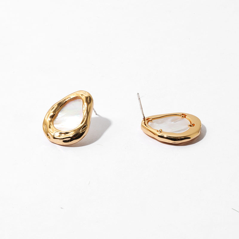 Gold Plated Drop-shaped Shell Minimalist Earring Stud