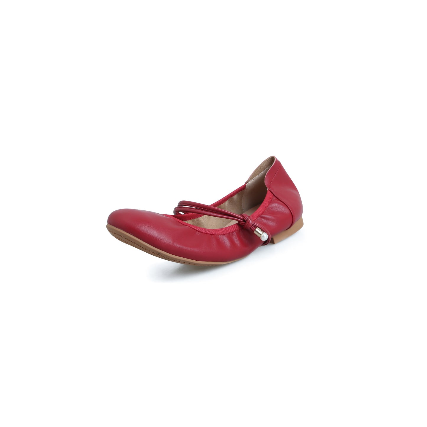 Mary Jane Round Head Leather Ballerina Flats