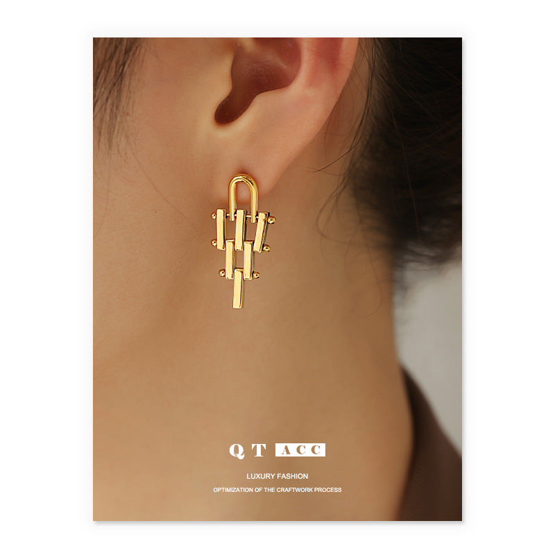 Gold Plated Geometry Minimalist Earring Stud