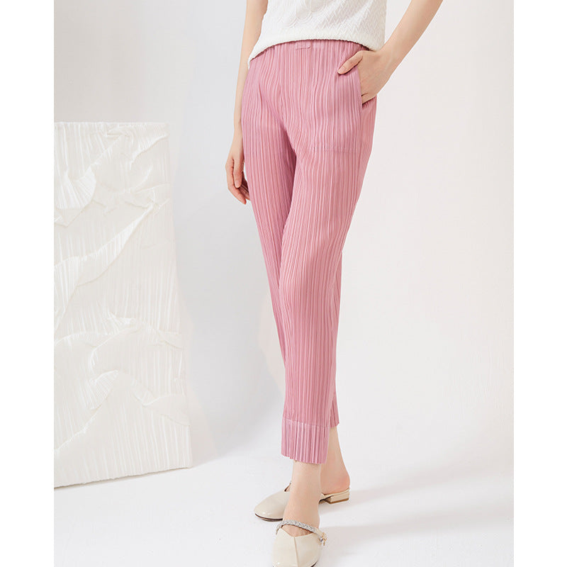 Plissé Pleated Casual Straight Trousers