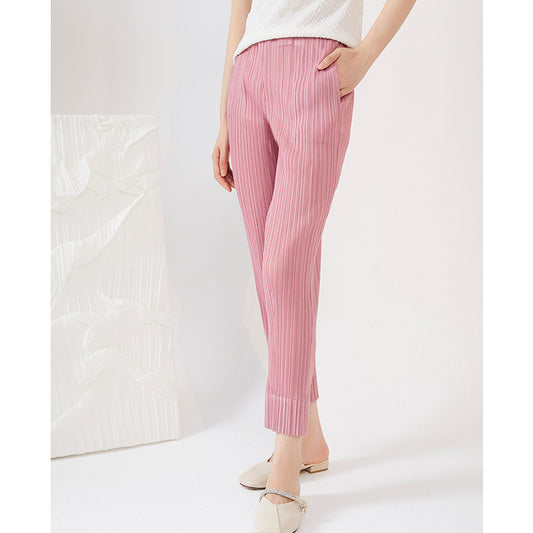 Plissé Pleated Casual Straight Trousers