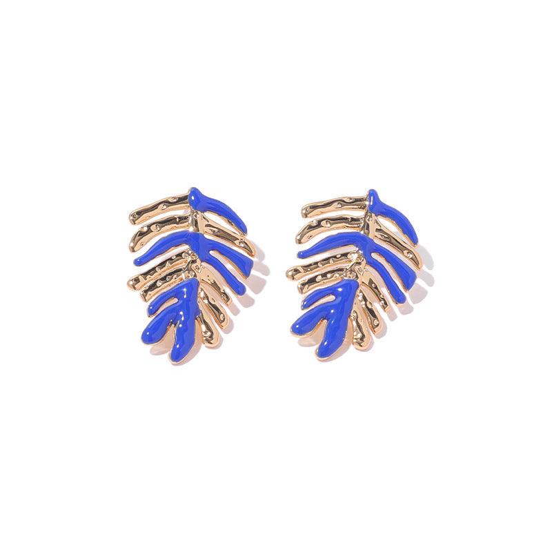 Gold Plated Leaf Minimalist Earring Stud