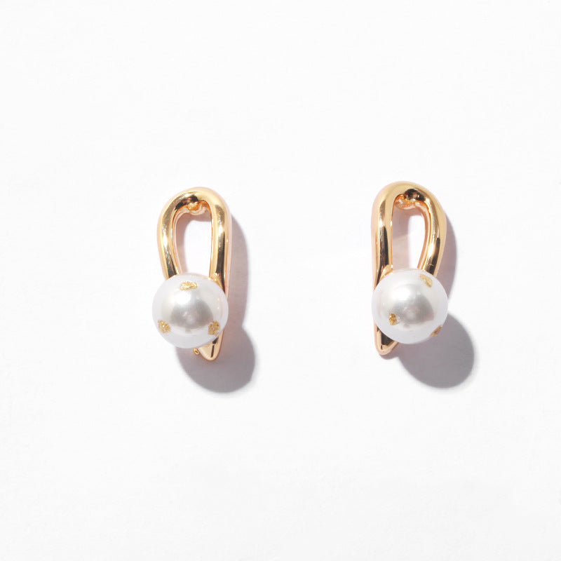 Gold Plated Baroque Beads Minimalist Earring Stud