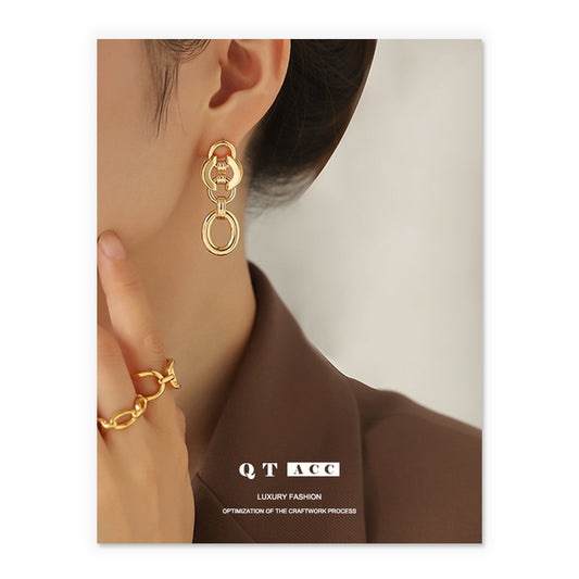 Gold Plated Hip Hop Minimalist Earring Dangle