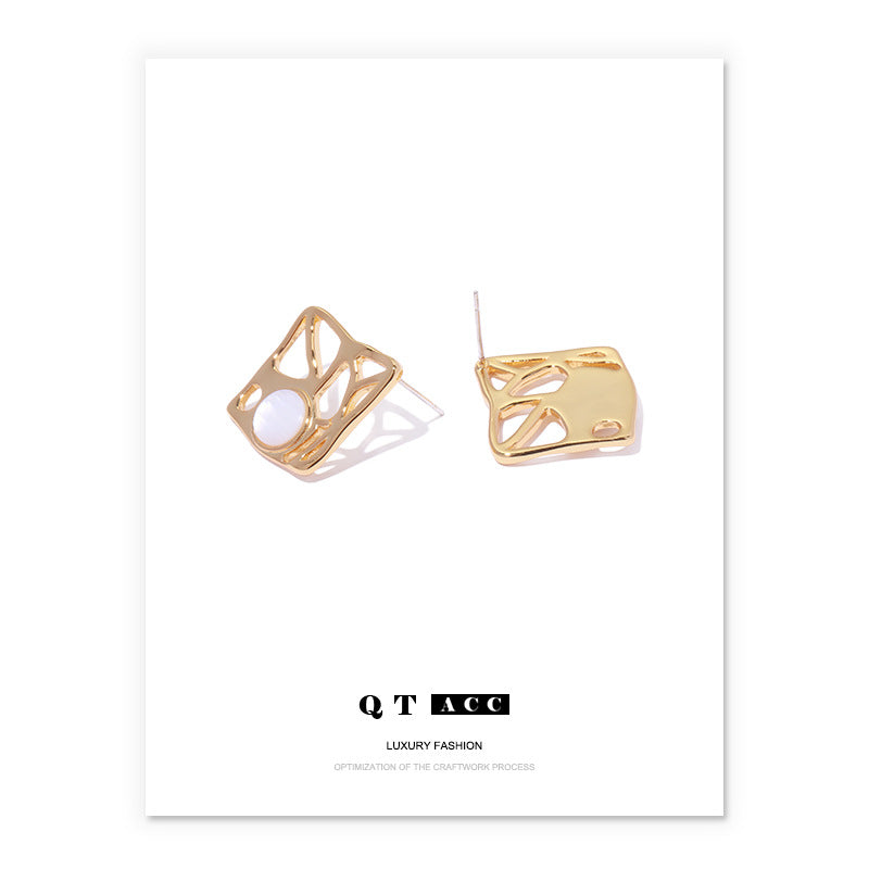 Gold Plated Geometry Minimalist Earring Stud