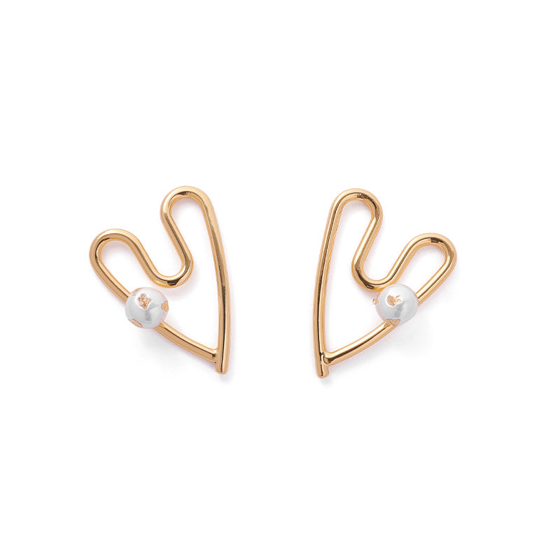 Gold Plated Heart Minimalist Earring Stud