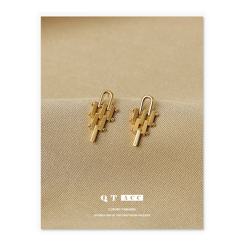 Gold Plated Geometry Minimalist Earring Stud