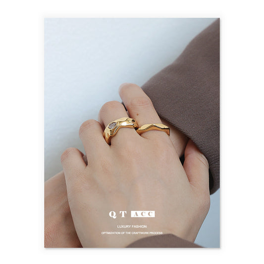 Gold Plated Geometric Diamond Minimalist Ring