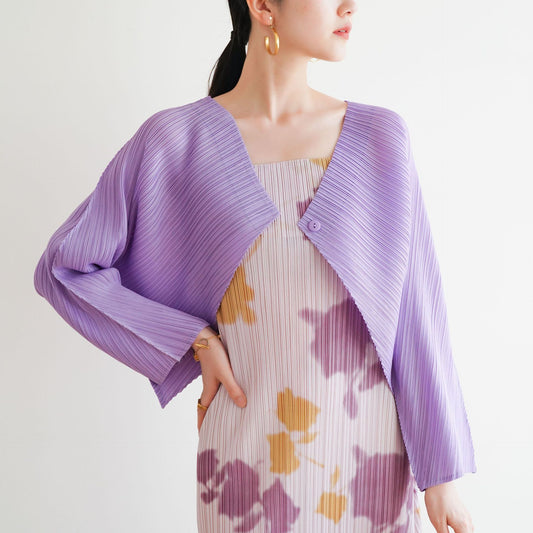 Plissé Pleated Casual Loose Irregular Bat Sleeve Cardigan Top