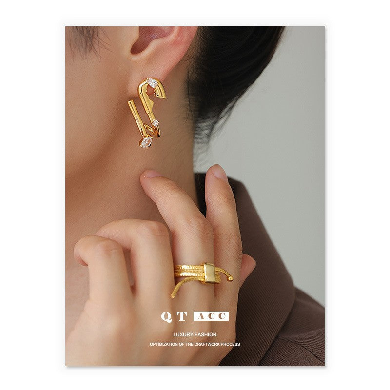 Gold Plated Line Minimalist Earring Stud