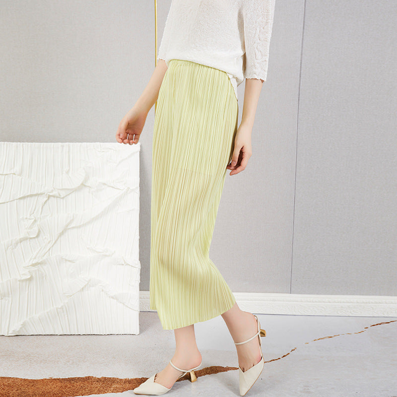 Plissé Pleated Casual Loose High Waist Trousers