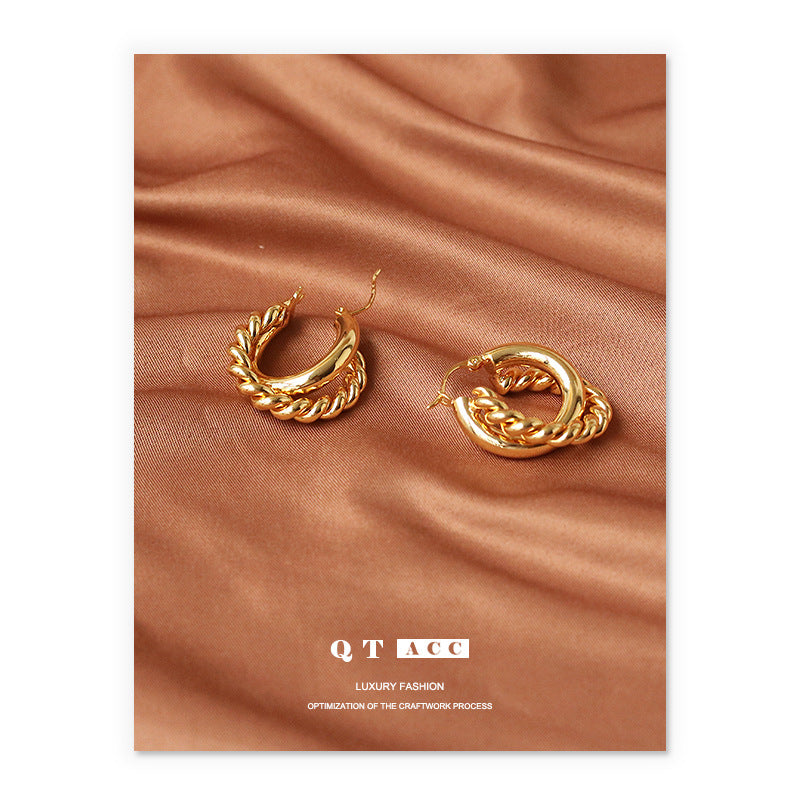 Gold Plated Twist Minimalist Earring Hoops