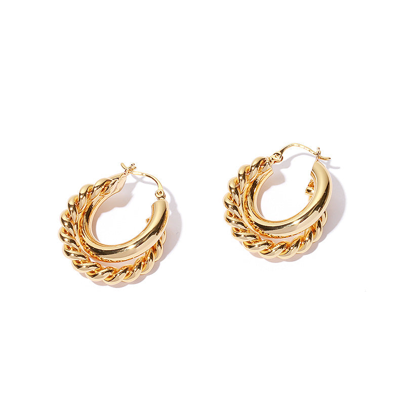 Gold Plated Twist Minimalist Earring Hoops