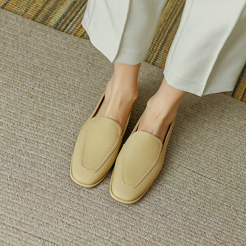 Litchi Texture Leather Loafers