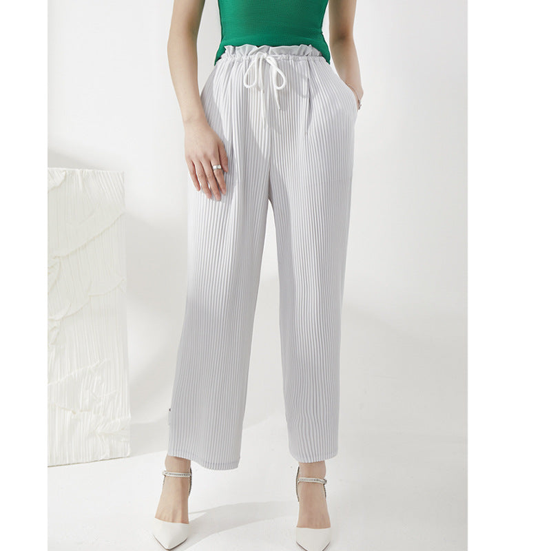 Plissé Pleated Casual Loose Drawstring Trousers