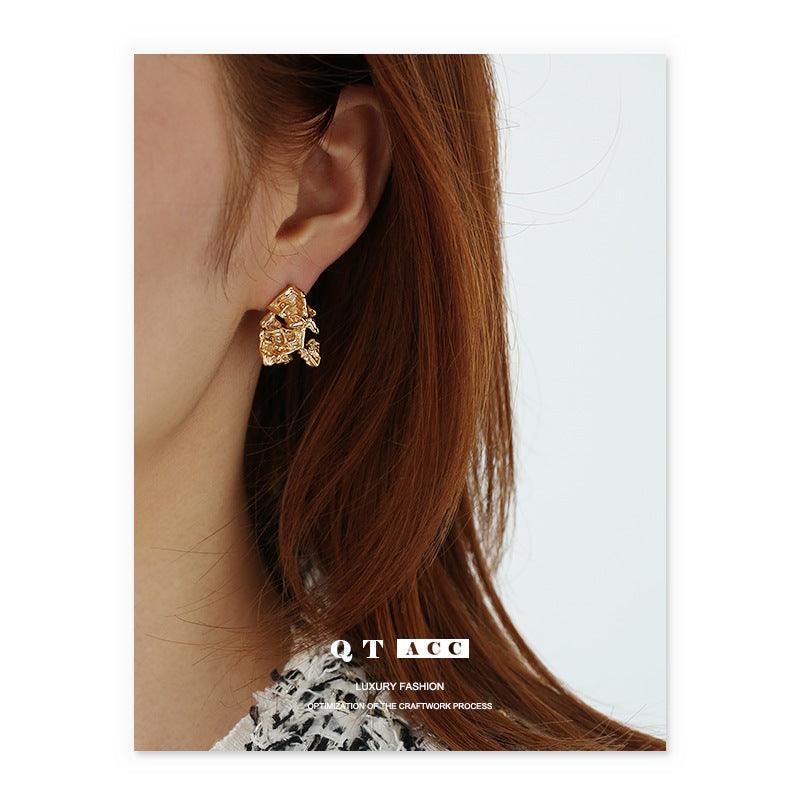 Gold Plated Geometric Minimalist Earring Stud