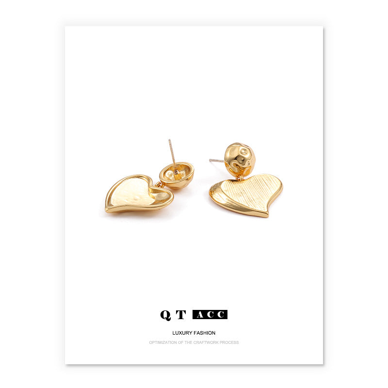 Gold Plated Heart Minimalist Earring Dangle