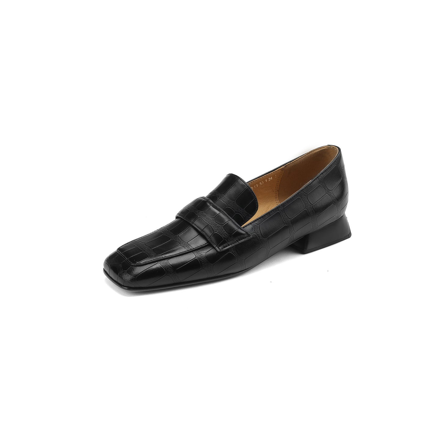 Crocodile Embossed Leather Loafers