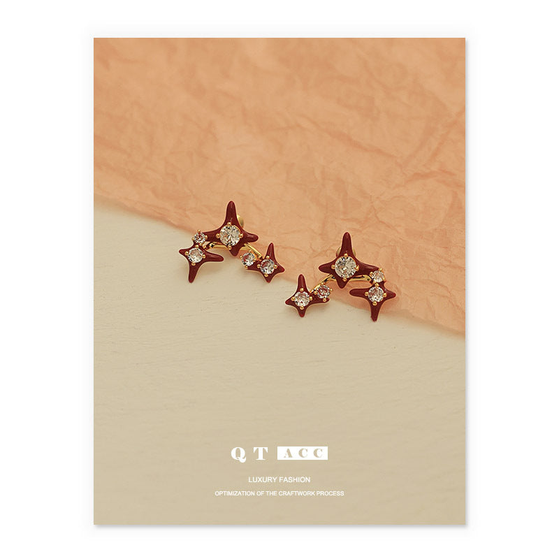 Gold Plated Star Christmas Zircon Minimalist Earring Stud