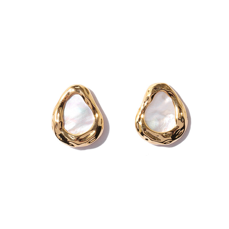 Gold Plated Drop-shaped Shell Minimalist Earring Stud