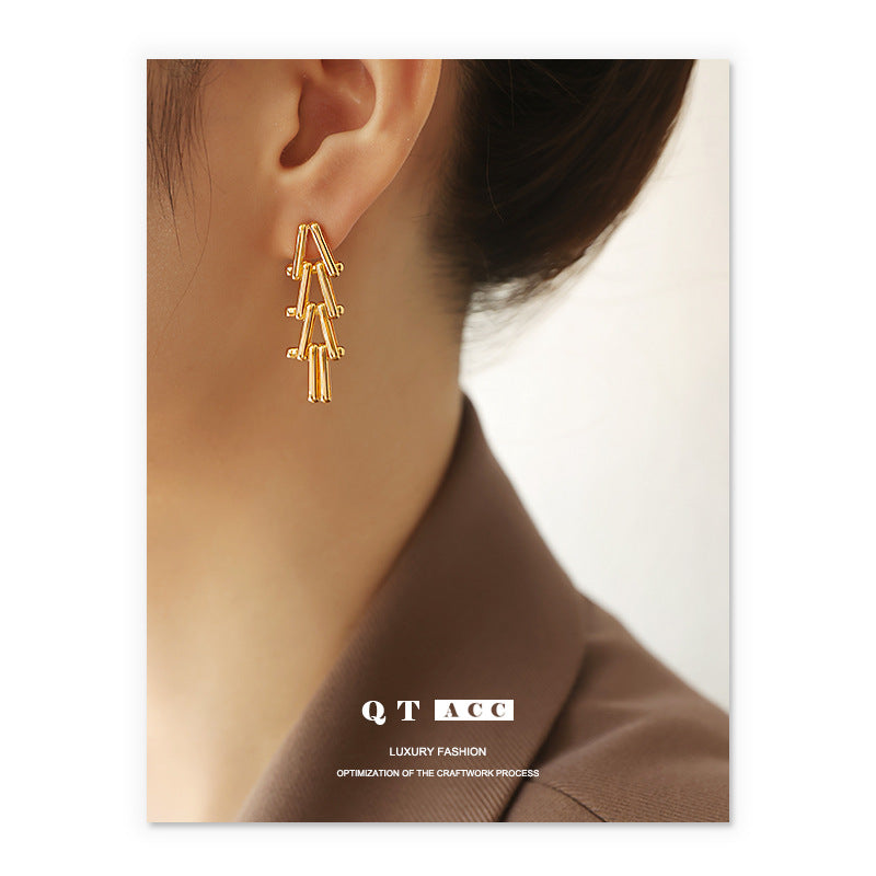 Gold Plated Triangle Minimalist Earring Stud