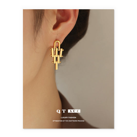 Gold Plated Geometry Minimalist Earring Stud