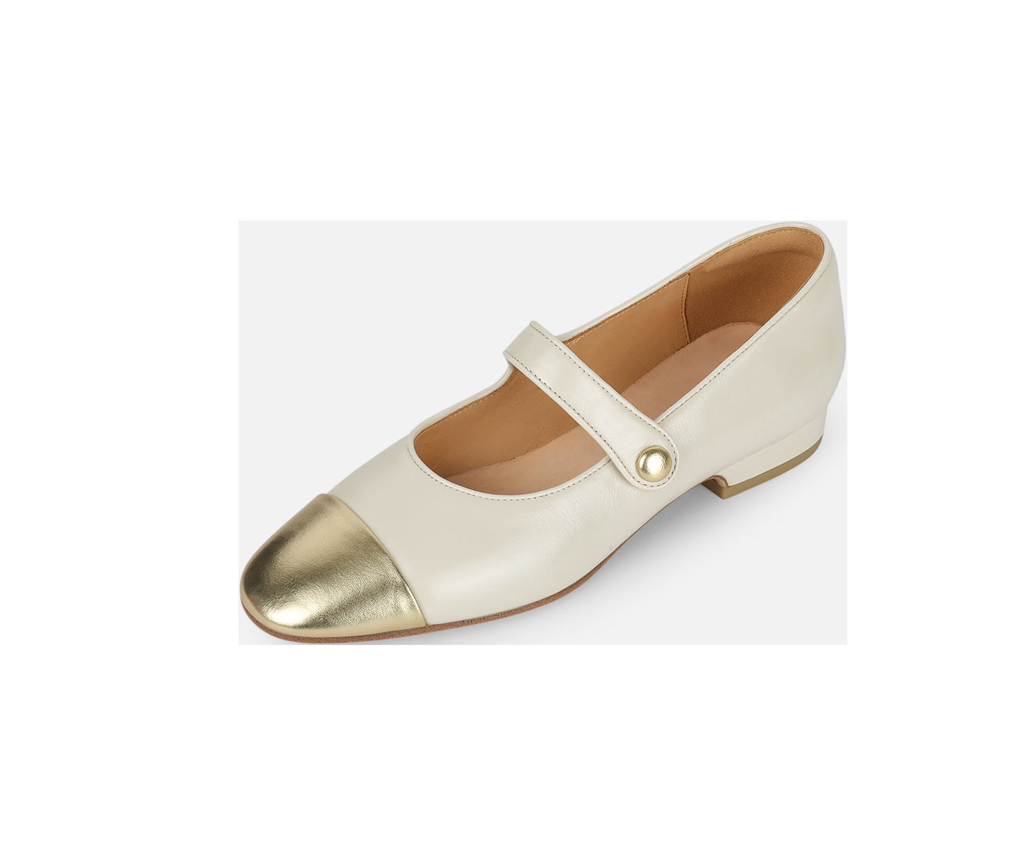 Square Head Leather Ballerina Flats