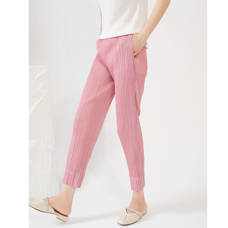 Plissé Pleated Casual Straight Trousers