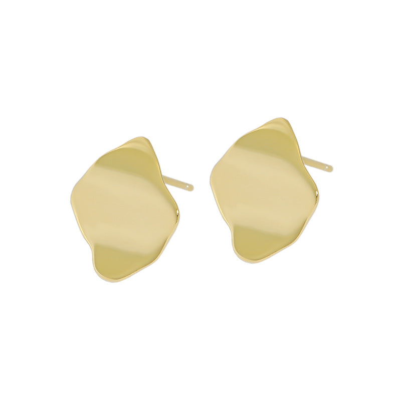 Gold Plated Wave Geometry Minimalist Earring Stud