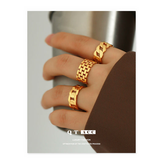 Gold Plated Geometric Cutout Chain Minimalist Ring