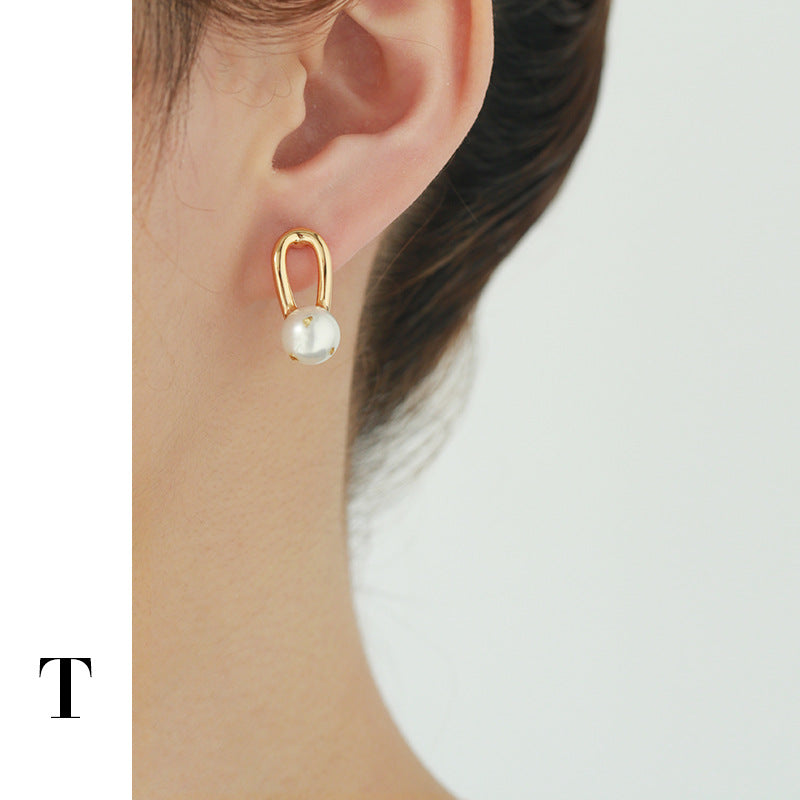 Gold Plated Baroque Beads Minimalist Earring Stud