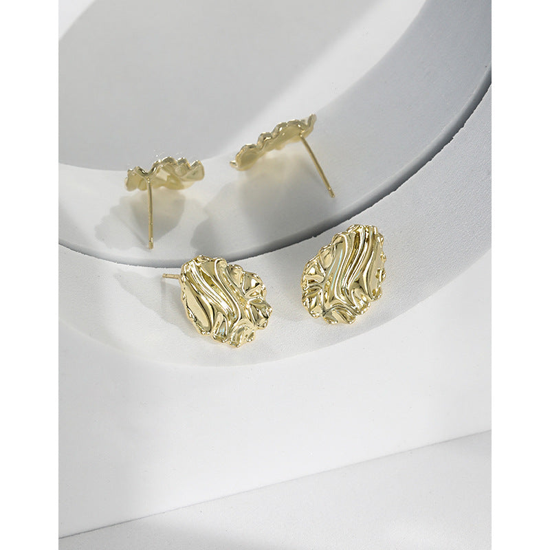 Gold Plated Leaf Minimalist Earring Stud