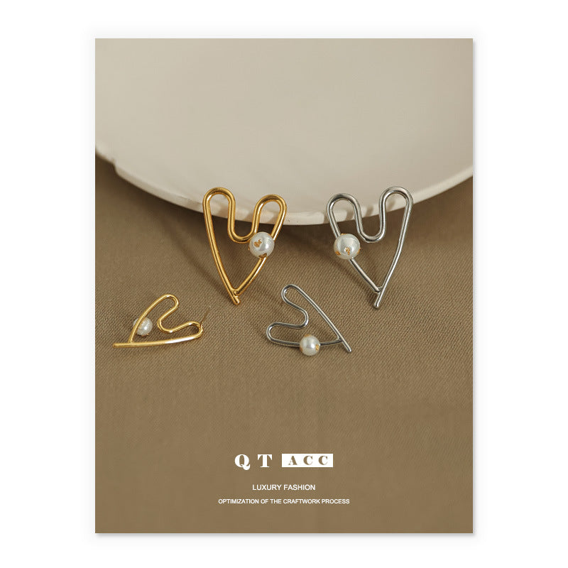 Gold Plated Heart Minimalist Earring Stud