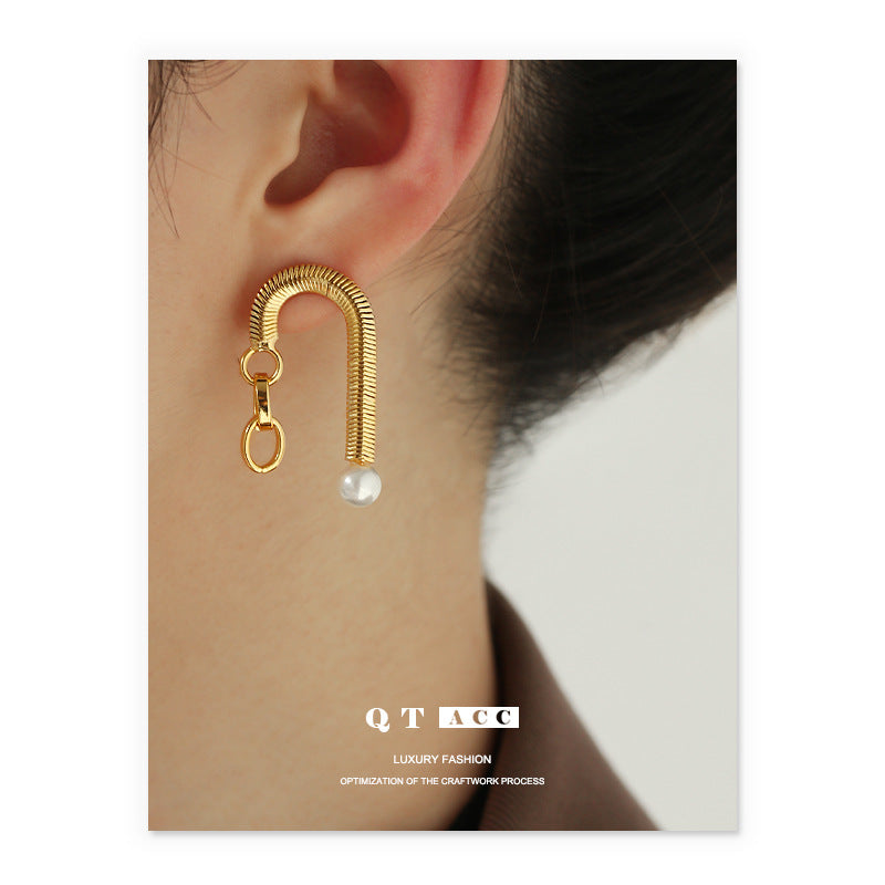 Gold Plated Geometric Minimalist Earring Stud