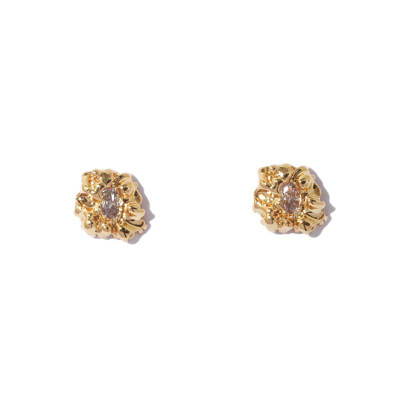 Gold Plated Zircon Minimalist Earring Stud