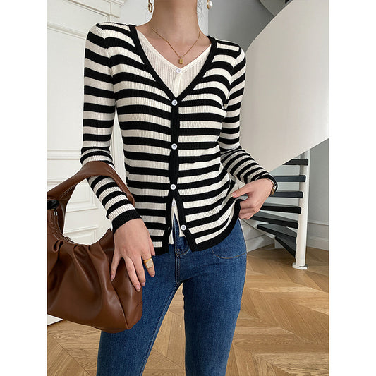 Striped Knit Cardigan Top