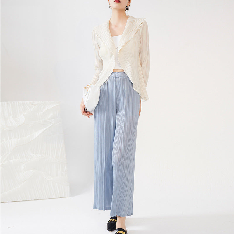 Plissé Pleated Casual Loose High Waist Trousers