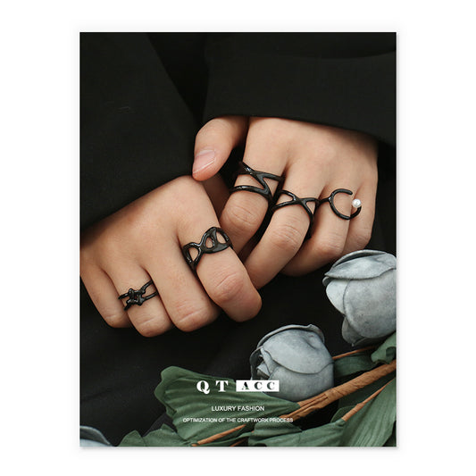 Alloy Geometric Cutout Knotted Minimalist Ring