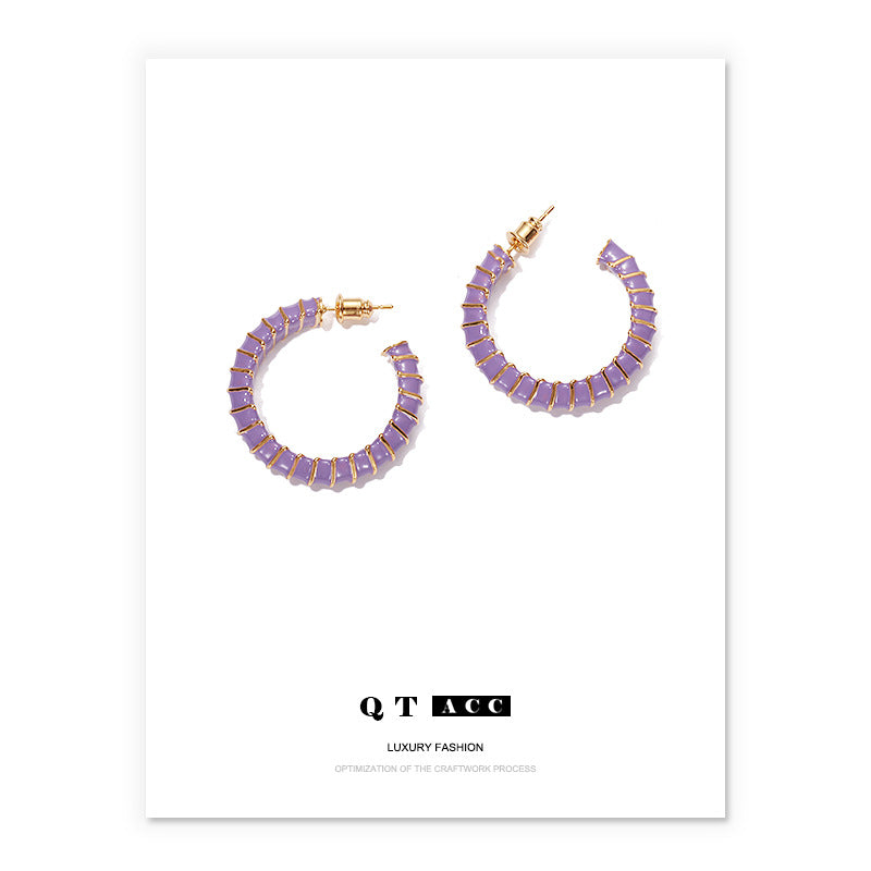 Gold Plated Taro Purple Minimalist Earring Dangle