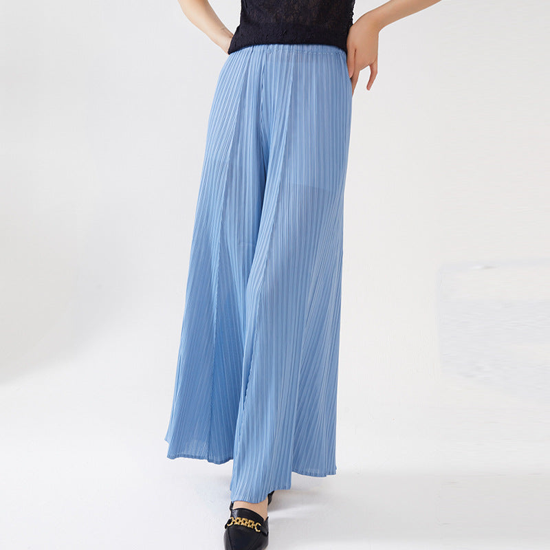 Plissé Pleated Casual Loose High Waist Trousers