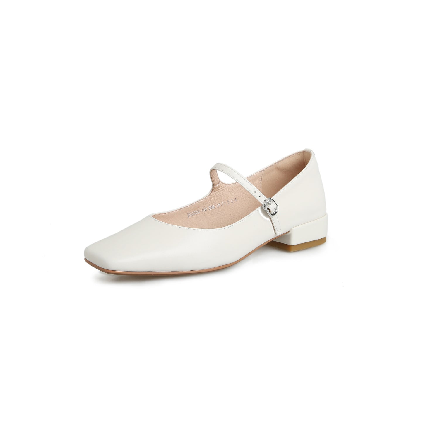 Square Head Leather Ballerina Flats